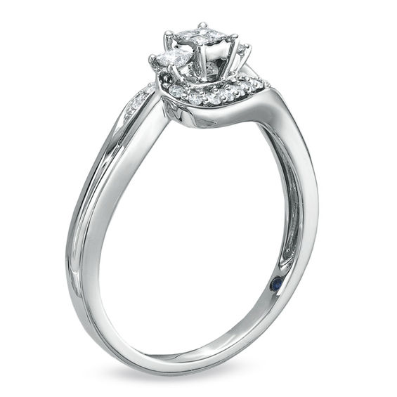 Previously Owned - Cherished Promise Collectionâ¢ 1/4 CT. T.w. Quad Princess-Cut Diamond Promise Ring in 10K White Gold