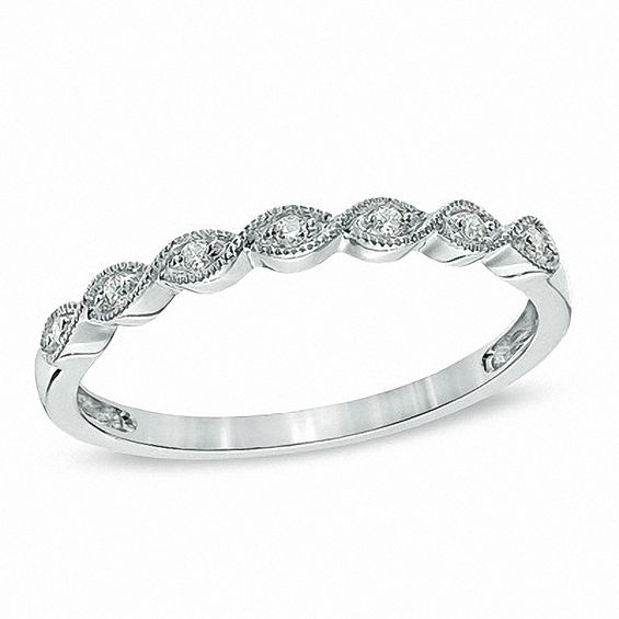 Previously Owned - Diamond Accent Milgrain Anniversary Band in 10K White Gold