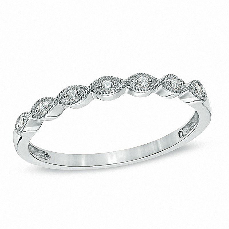 Main Image 1 of Previously Owned - Diamond Accent Milgrain Anniversary Band in 10K White Gold