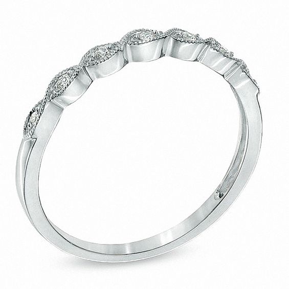 Previously Owned - Diamond Accent Milgrain Anniversary Band in 10K White Gold