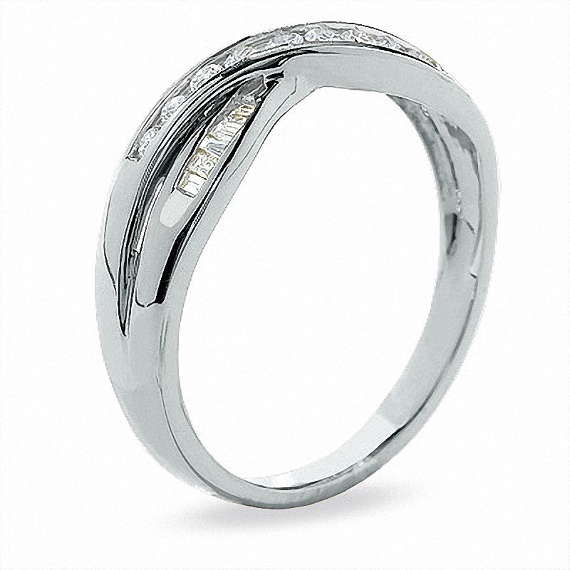 Main Image 2 of Previously Owned - 1/4 CT. T.W. Diamond Crossover Band in 14K White Gold