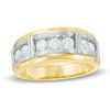 Thumbnail Image 1 of Previously Owned - 1/4 CT. T.W. Diamond Seven Stone Bar Wedding Band in 10K Two-Tone Gold