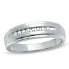 Thumbnail Image 1 of Previously Owned - Men's 1/10 CT. T.W. Diamond Wedding Band in 10K White Gold