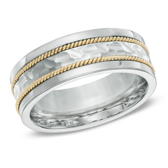Previously Owned - 8.0mm Titanium and 10K Two-Tone Gold Wedding Band