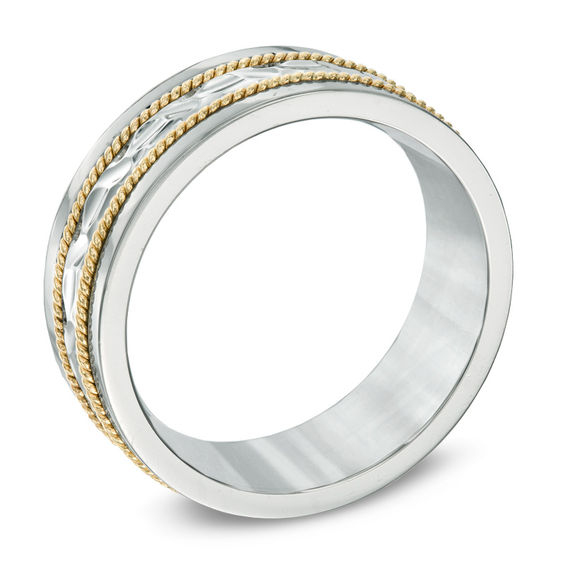 Previously Owned - 8.0mm Titanium and 10K Two-Tone Gold Wedding Band