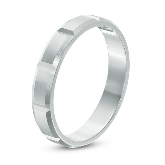 Previously Owned - 4.0mm Diamond-Cut Comfort Fit Band in 10K White Gold