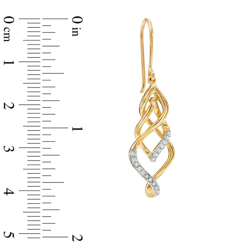 Main Image 2 of Previously Owned - 1/5 CT. T.W. Diamond Twisted Vine Drop Earring in 10K Gold