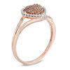 Thumbnail Image 2 of Previously Owned - 1/5 CT. T.W. Enhanced Cognac and White Diamond Cluster Heart Ring in 10K Rose Gold