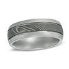 Thumbnail Image 1 of Previously Owned - 8.0mm Comfort-Fit Double Grooved Wedding Band in Damascus Stainless Steel