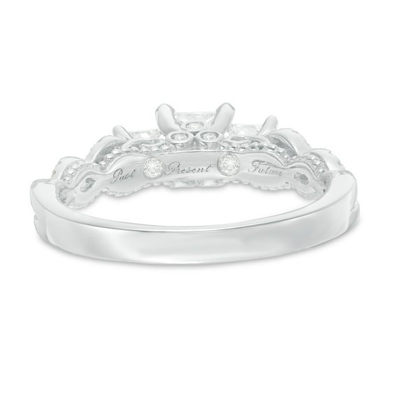 Previously Owned - 1 CT. T.w. Princess-Cut Diamond Past Present FutureÂ® Twist Ring in 14K White Gold (I/I1)