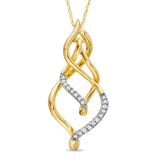 Previously Owned - 1/8 CT. T.w. Diamond Twisted Vine Pendant in 10K Gold