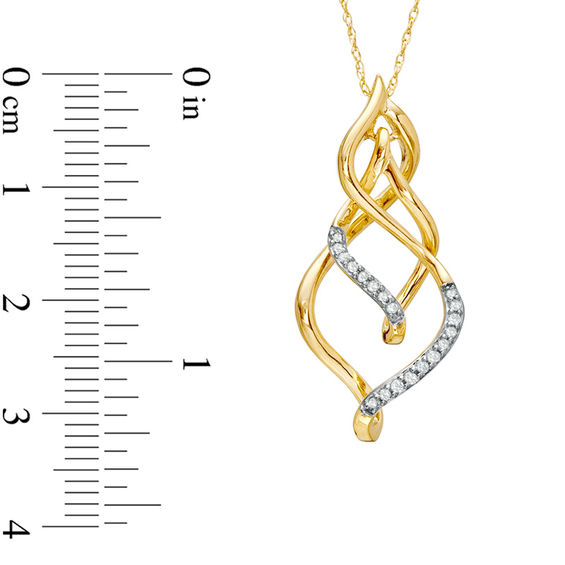 Previously Owned - 1/8 CT. T.w. Diamond Twisted Vine Pendant in 10K Gold