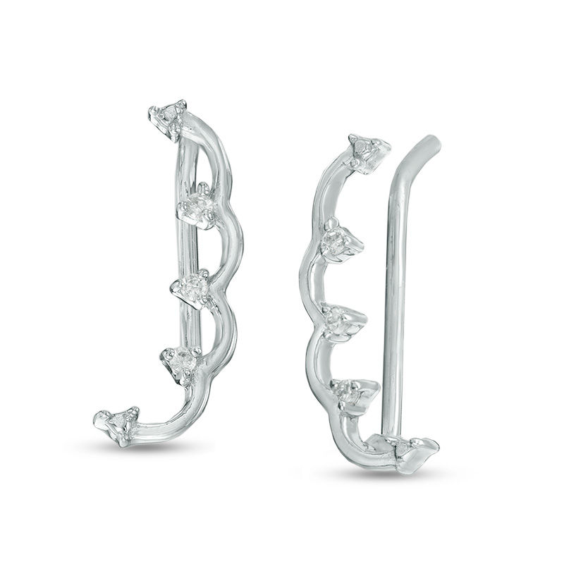 Previously Owned - Diamond Accent Scalloped Arrow Crawler Earrings in 10K White Gold
