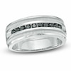Thumbnail Image 1 of Previously Owned - 1/2 CT. T.W. Black Diamond Milgrain Anniversary Band in Sterling Silver