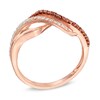 Thumbnail Image 2 of Previously Owned - 1/5 CT. T.W. Cognac and White Diamond Infinity Waves Ring in 10K Rose Gold