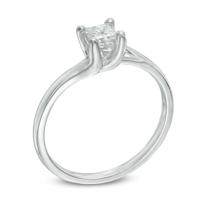 Main Image 2 of Previously Owned - 1/3 CT. Princess-Cut Diamond Solitaire Engagement Ring in 14K White Gold