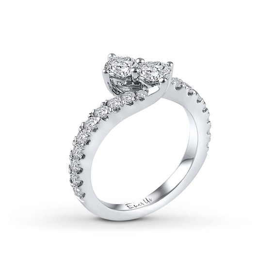Previously Owned - Ever UsÂ® 2 CT. T.w. Two-Stone Diamond Bypass Anniversary Band in 14K White Gold