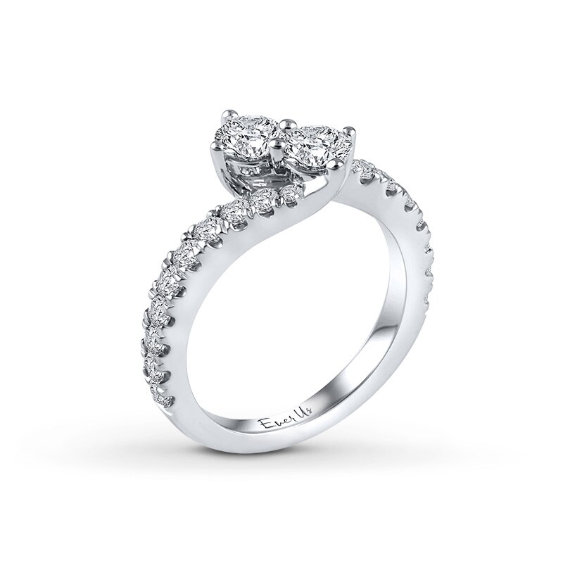 Main Image 2 of Previously Owned - Ever Us® 2 CT. T.W. Two-Stone Diamond Bypass Anniversary Band in 14K White Gold
