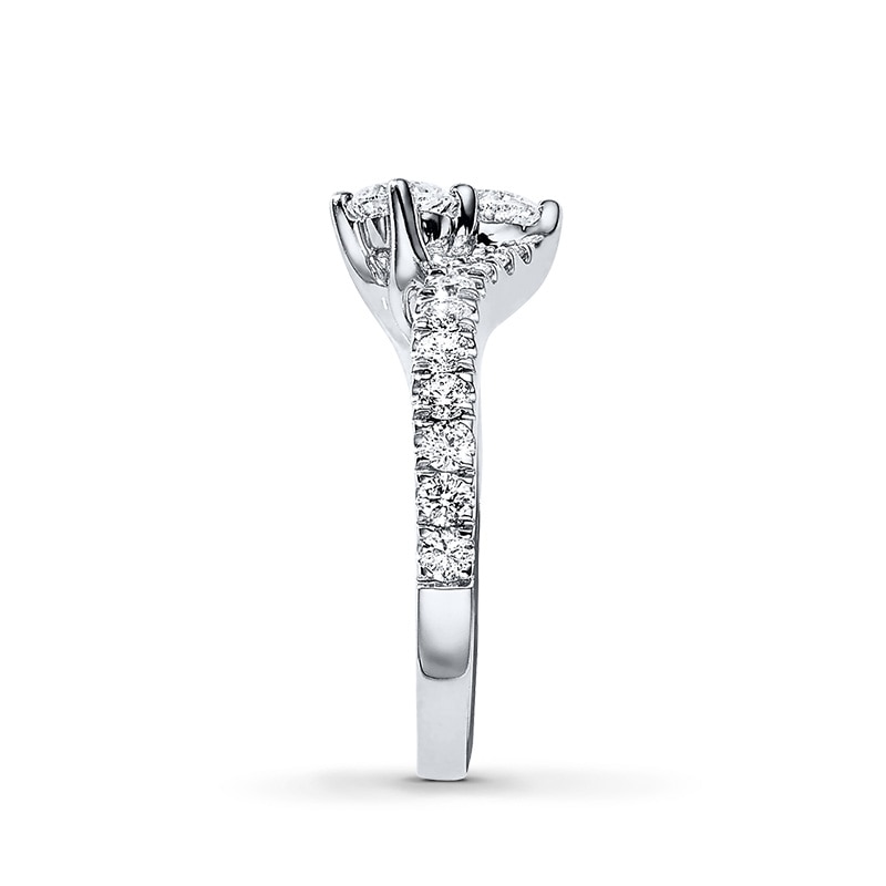 Main Image 3 of Previously Owned - Ever Us® 2 CT. T.W. Two-Stone Diamond Bypass Anniversary Band in 14K White Gold