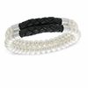 Thumbnail Image 0 of Previously Owned - Honora 7.0 - 7.5mm Cultured Freshwater Pearl and Black Braided Leather Double Strand Bracelet - 7.5"