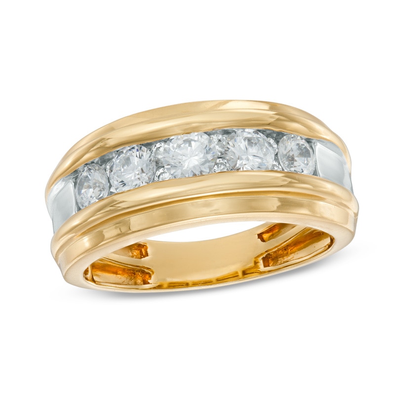 Main Image 1 of Previously Owned - 7/8 CT. T.W. Diamond Channel Anniversary Band in 10K Two-Tone Gold