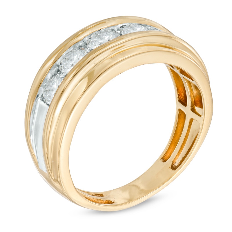Main Image 2 of Previously Owned - 7/8 CT. T.W. Diamond Channel Anniversary Band in 10K Two-Tone Gold