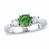 Thumbnail Image 1 of Previously Owned - 3/4 CT. T.W. Enhanced Fancy Green and White Diamond Three Stone Ring in 14K White Gold (I2)