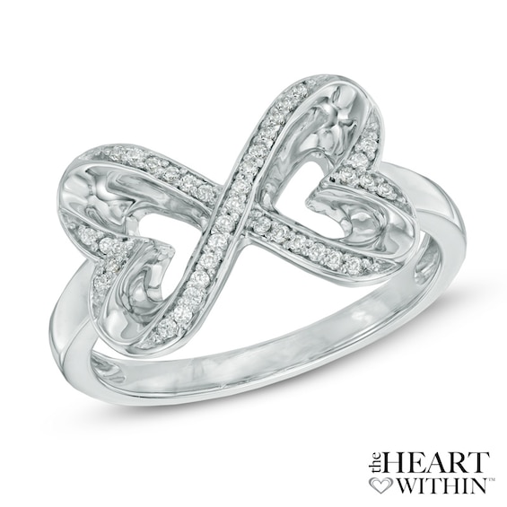 Previously Owned - The Heart WithinÂ® 1/10 CT. T.w. Diamond Heart-Shaped Infinity Ring in Sterling Silver