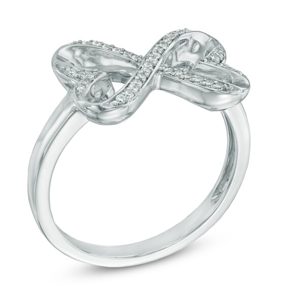 Previously Owned - 1/10 CT. T.w. Diamond Heart-Shaped Infinity Ring in Sterling Silver