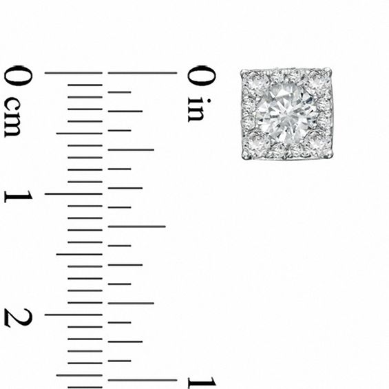 Previously Owned - Lab-Created White Sapphire Composite Square Stud Earrings in Sterling Silver