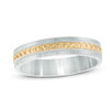Thumbnail Image 1 of Previously Owned - 4.0mm Comfort Fit Vintage-Style Beaded Band in 10K Two-Tone Gold