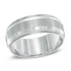 Thumbnail Image 1 of Previously Owned - 8.0mm Bevelled Milgrain Comfort Fit Wedding Band in 14K White Gold - Size 10