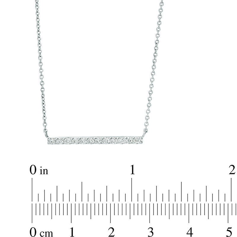 Main Image 2 of Previously Owned - 1/4 CT. T.W. Diamond Bar Necklace in 10K White Gold - 16"