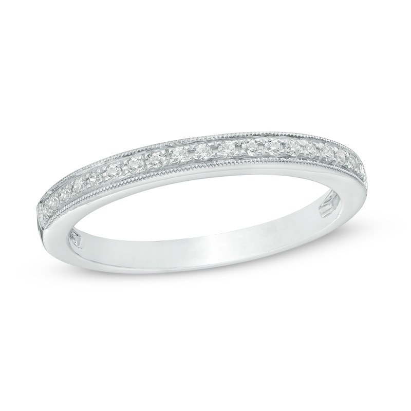 Previously Owned - 1/10 CT. T.W. Diamond Vintage-Style Anniversary Band in 14K White Gold