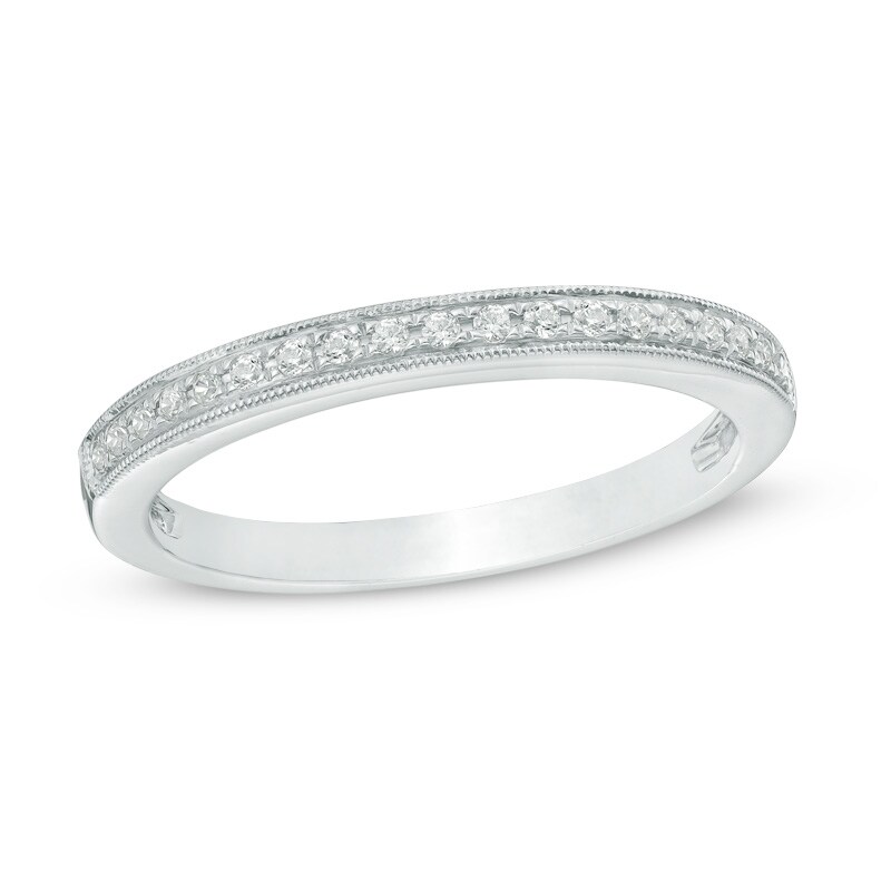 Main Image 1 of Previously Owned - 1/10 CT. T.W. Diamond Vintage-Style Anniversary Band in 14K White Gold