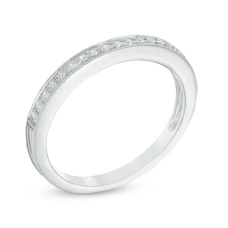 Main Image 2 of Previously Owned - 1/10 CT. T.W. Diamond Vintage-Style Anniversary Band in 14K White Gold