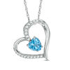 Thumbnail Image 1 of Previously Owned - 6.0mm Heart-Shaped Swiss Blue Topaz and Lab-Created White Sapphire Heart Pendant in Sterling Silver