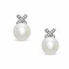 Thumbnail Image 1 of Previously Owned-Honora 7.0-7.5mm Freshwater Cultured Pearl and Diamond Accent &quot;X&quot; Earrings in Sterling Silver
