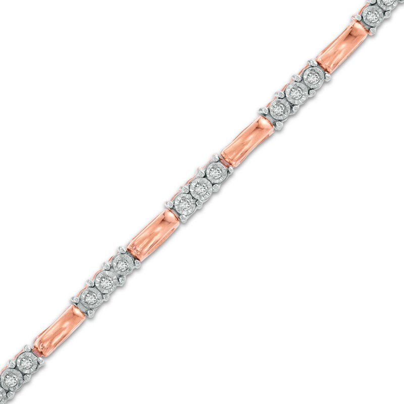 Previously Owned - 1/4 CT. T.W. Diamond Three Stone Bar Bracelet in 10K Rose Gold