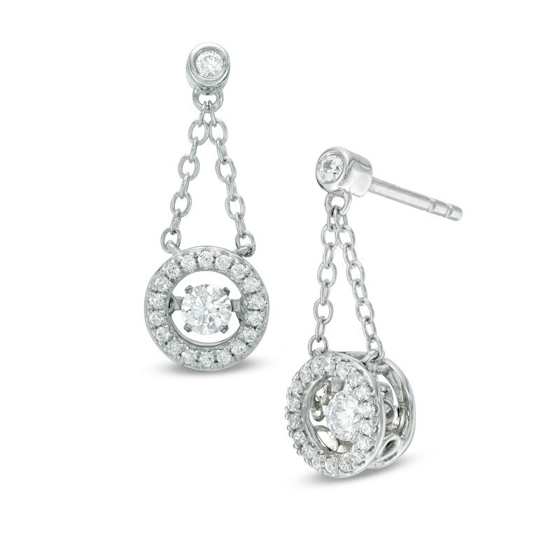 Previously Owned - 3/8 CT. T.W. Diamond Frame Trapeze Drop Earrings in 10K White Gold