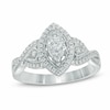 Thumbnail Image 1 of Previously Owned - 1/2 CT. T.W. Diamond Marquise Frame Crossover Engagement Ring in 14K White Gold