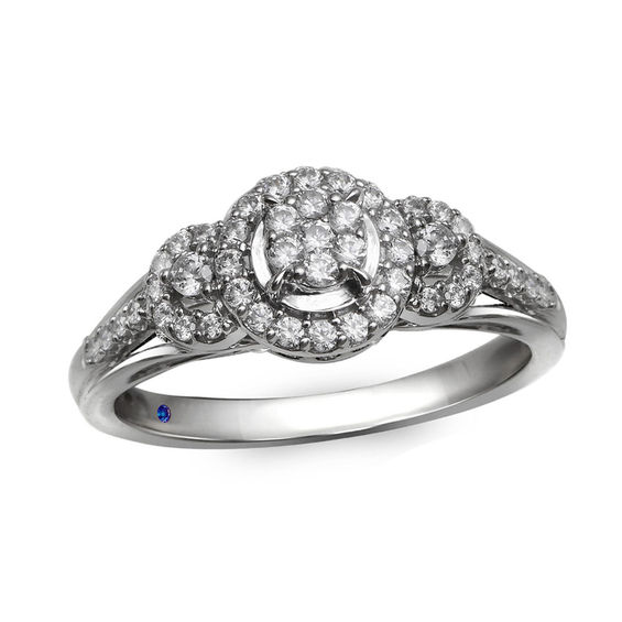 Previously Owned - Cherished Promise Collectionâ¢ 1/3 CT. T.w. Diamond Three Stone Frame Promise Ring in 10K White Gold