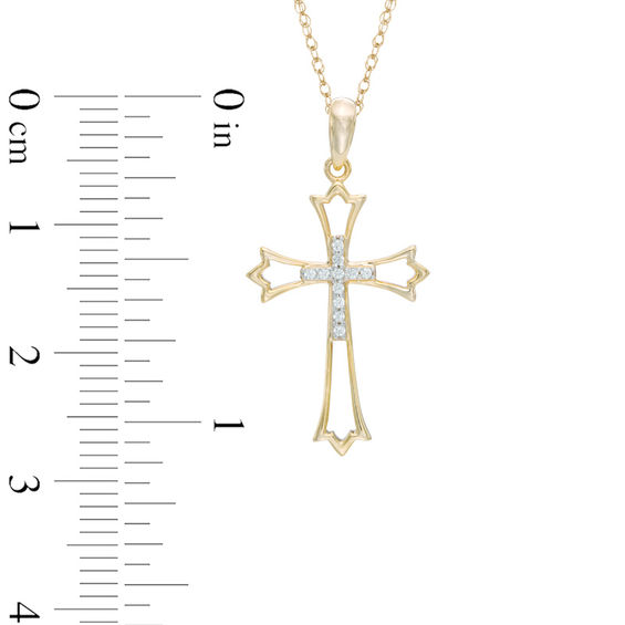 Previously Owned - Diamond Accent Double Cross Cutout Pendant in 10K Gold