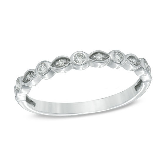 Previously Owned - Your Stone Your Storyâ¢ 1/10 CT. T.w. Diamond Vintage-Style Band in 14K White Gold