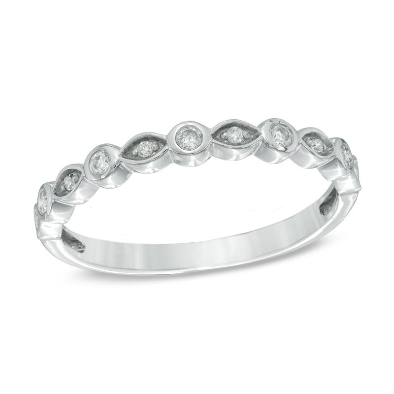 Main Image 1 of Previously Owned - Your Stone Your Story™ 1/10 CT. T.W. Diamond Vintage-Style Band in 14K White Gold