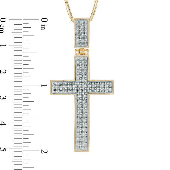Previously Owned - Men's 1/10 CT. T.w. Diamond Cross Pendant in Sterling Silver with 14K Gold Plate - 22"