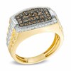 Thumbnail Image 1 of Previously Owned - Men's 1 CT. T.W. Champagne and White Diamond Tonneau-Shaped Ring in 10K Gold