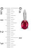 Thumbnail Image 2 of Previously Owned - Oval Lab-Created Ruby and Diamond Accent Drop Earrings in Sterling Silver