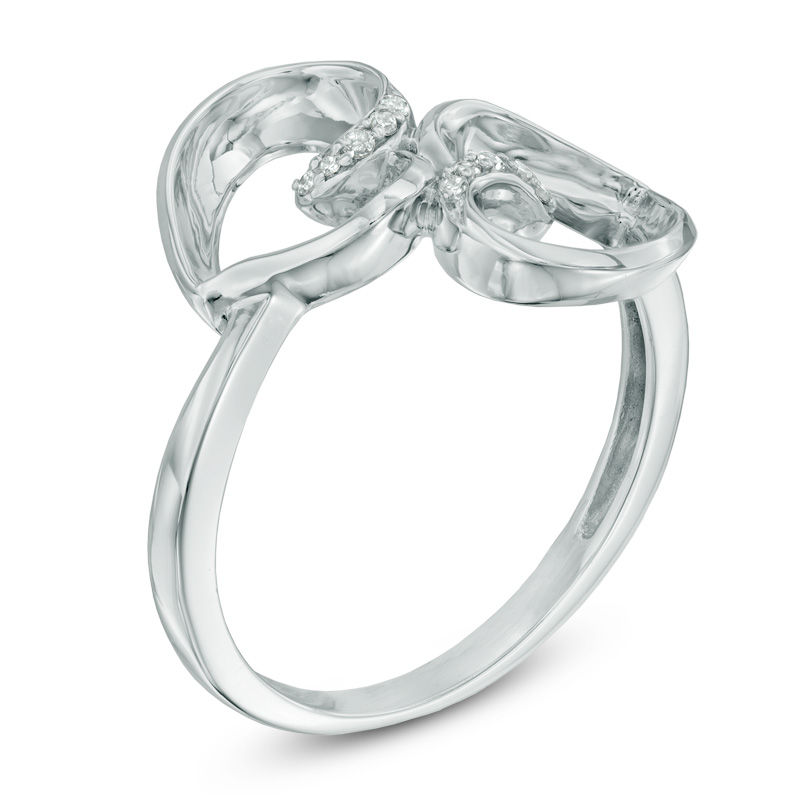 Main Image 2 of Previously Owned -  Diamond Accent Mirrored Hearts Ring in 10K White Gold