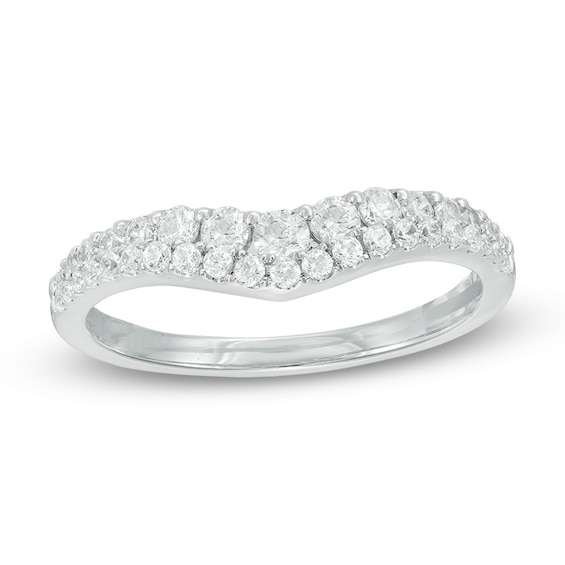 Previously Owned - 1/2 CT. T.w. Diamond Double Row Contour Band in 14K White Gold